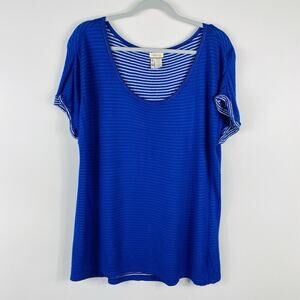 Matilda Jane Size Medium Striped Hello Lovely Forever Tee Top Blue